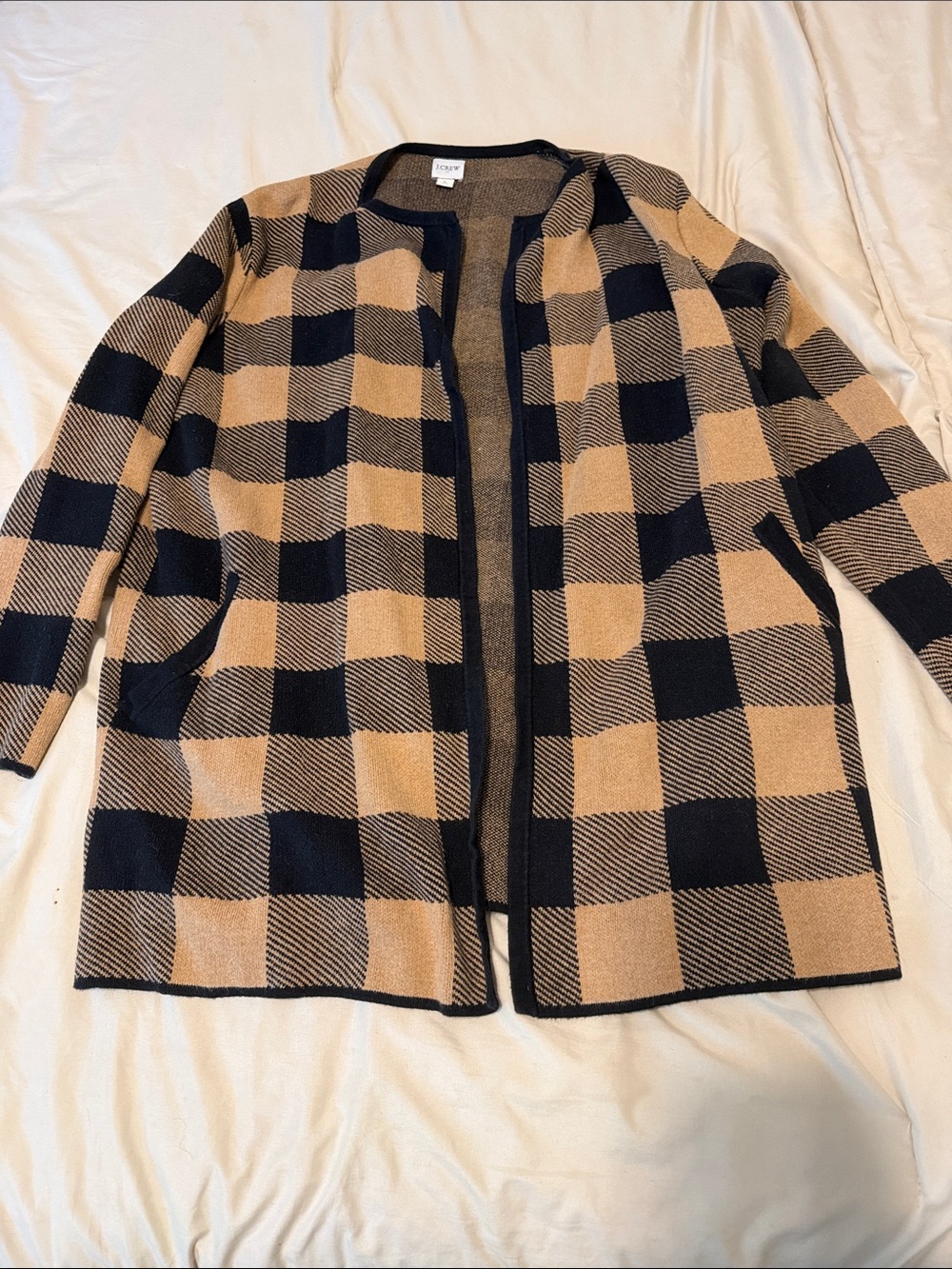 J. Crew Black and Camel Knit Cardigan